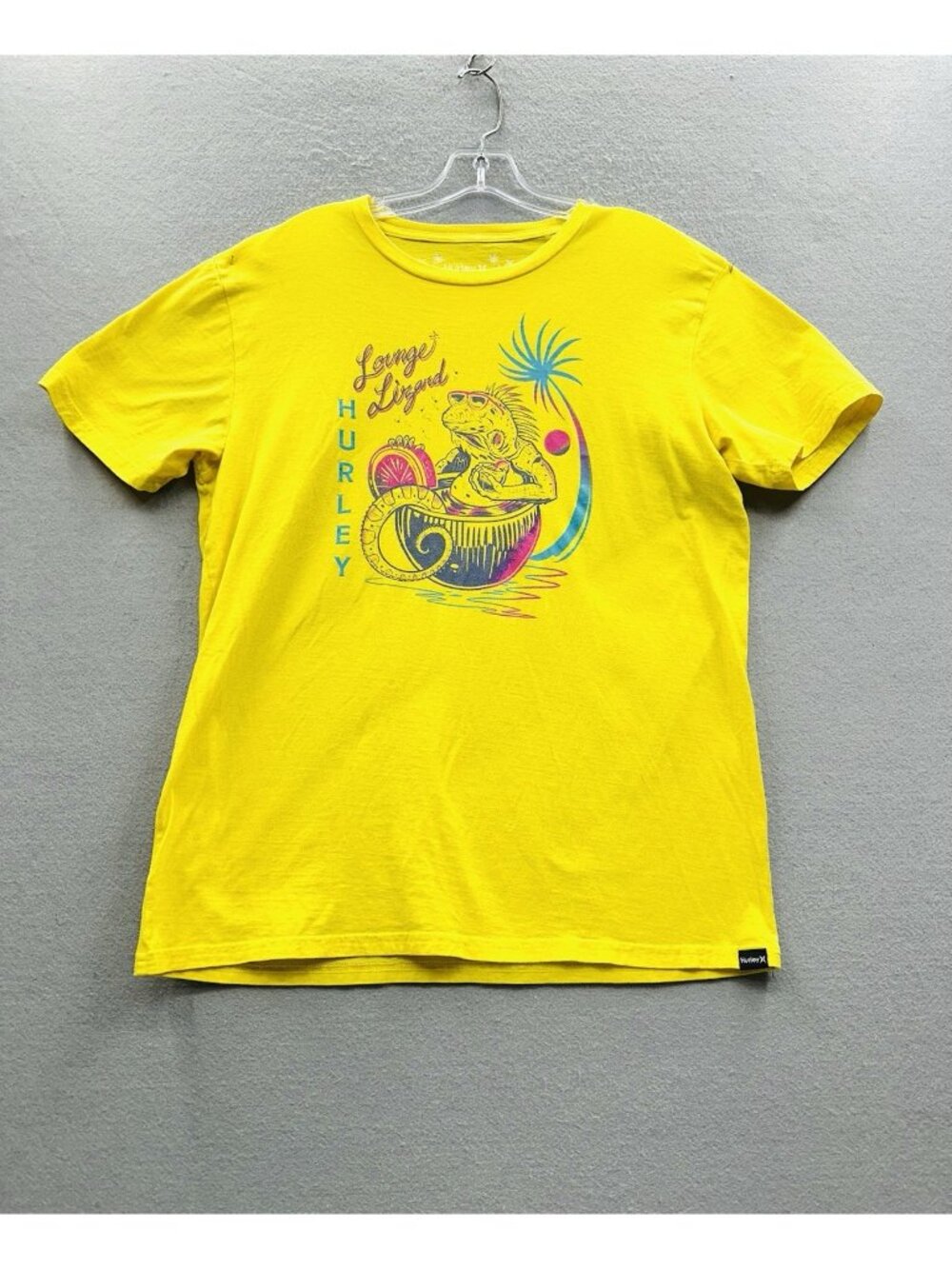 Hurley Men's Everyday Washed Lounge Lizard Tee Shirt Bright Yellow Size L Beach